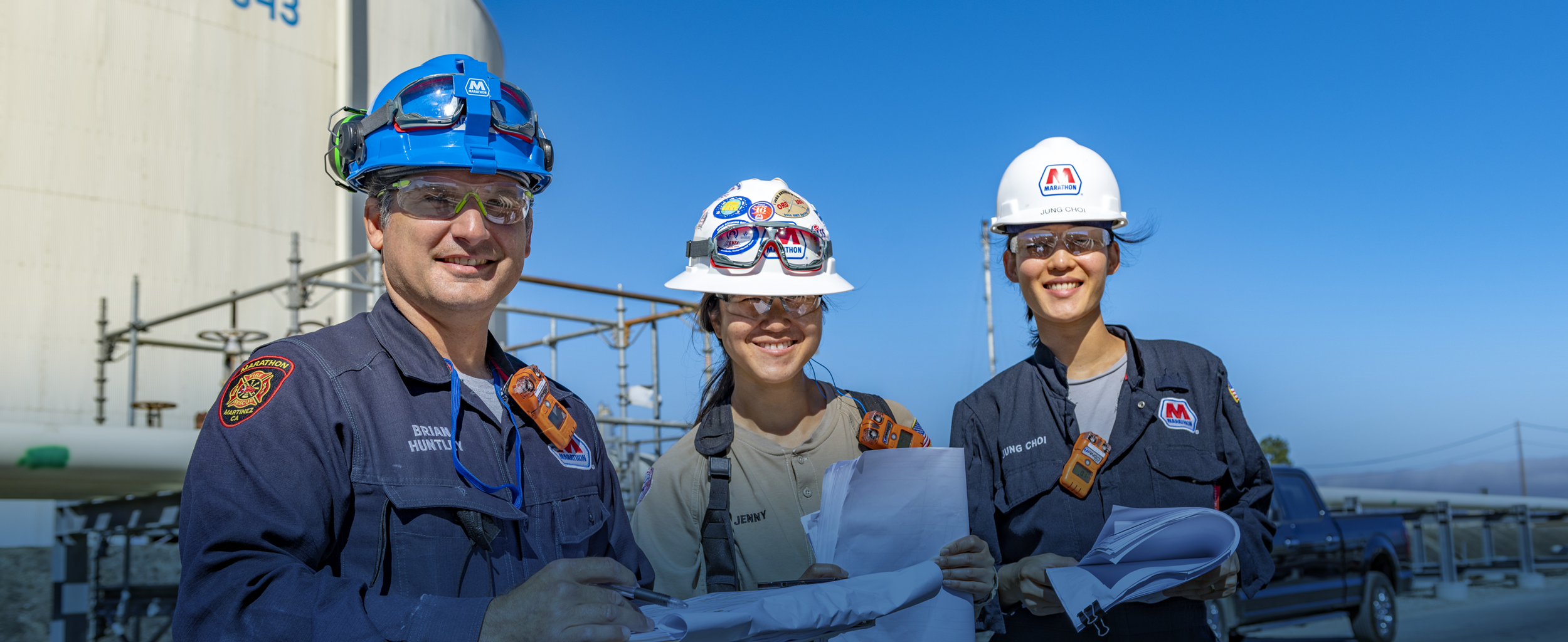 Martinez employees reviewing safety procedures